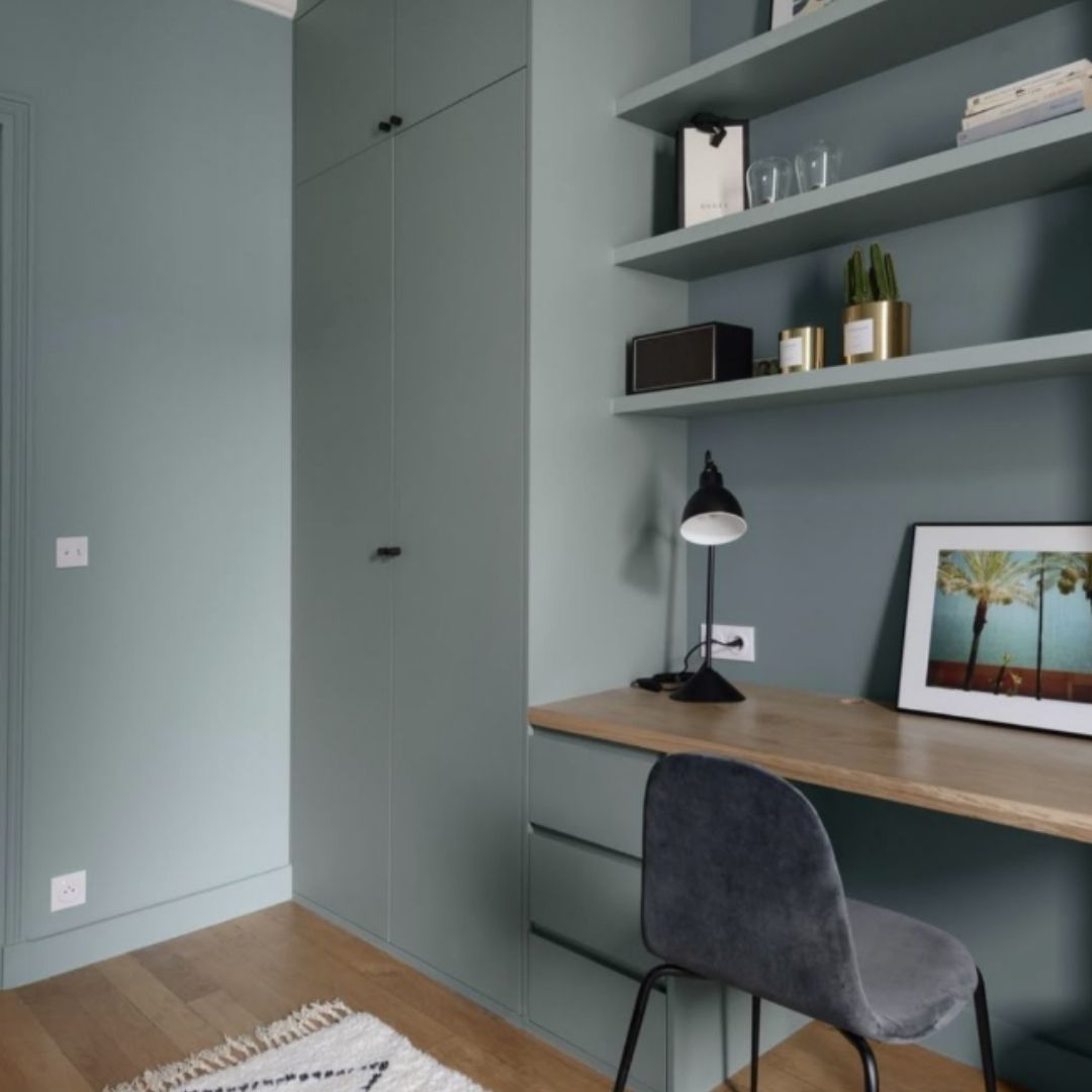 Chambre bleu gris